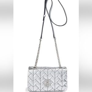 BRAND NEW ROBERTO CAVALLI
Appliquéd quilted metallic leather shoulder bag